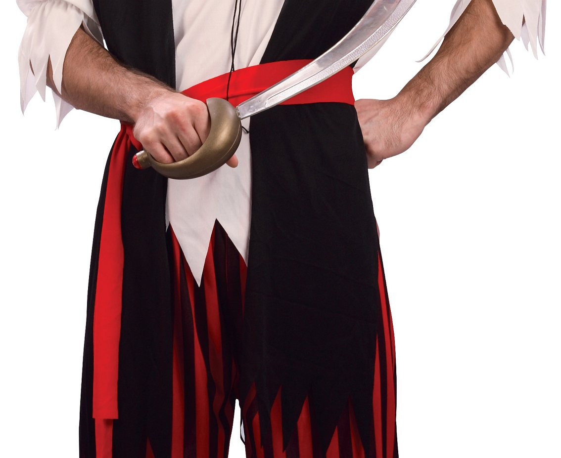 Role-play set for adult Caribbean Pirate (shirt with vest, belt, pants, headpiece), size 52
